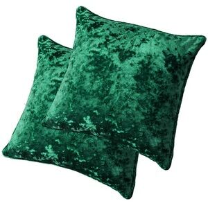 Elegant Emerald Green Crushed Velvet 18x18 Square Pillow Covers